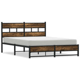 Metal bed frame without mattress smoked oak 160x200 cm