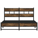 Metal bed frame without mattress smoked oak 160x200 cm