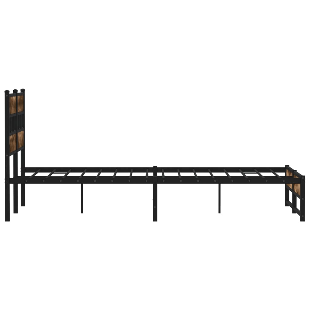 Metal bed frame without mattress smoked oak 160x200 cm