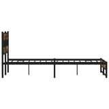 Metal bed frame without mattress smoked oak 160x200 cm