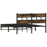 Metal bed frame without mattress smoked oak 160x200 cm