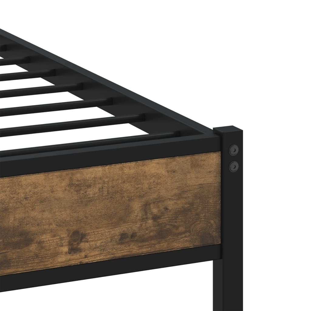 Metal bed frame without mattress smoked oak 160x200 cm