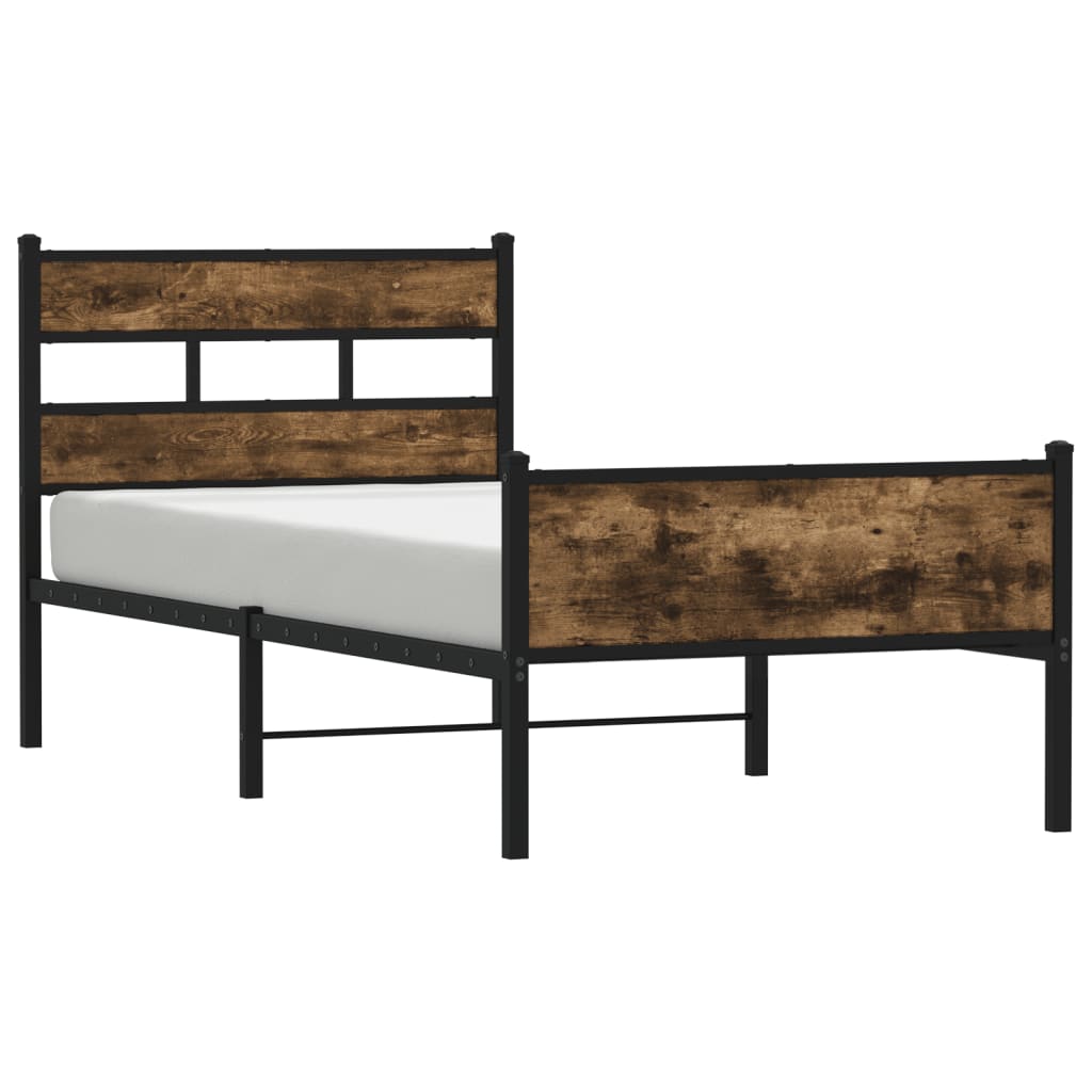 Cadre de lit sans matelas chêne fumé 75x190cm bois d'ingénierie