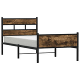 Cadre de lit sans matelas chêne fumé 75x190cm bois d'ingénierie