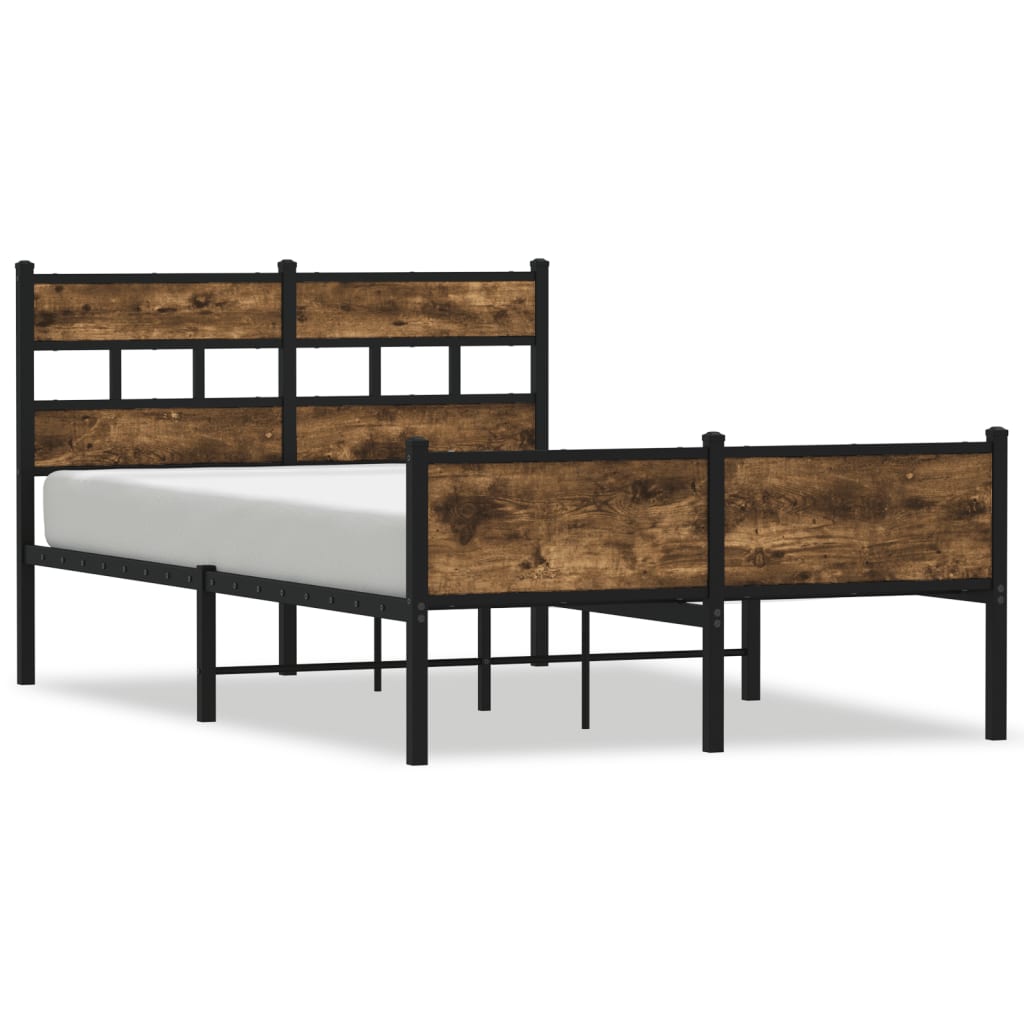 Bed frame without mattress smoked oak 120x190 cm engineered wood