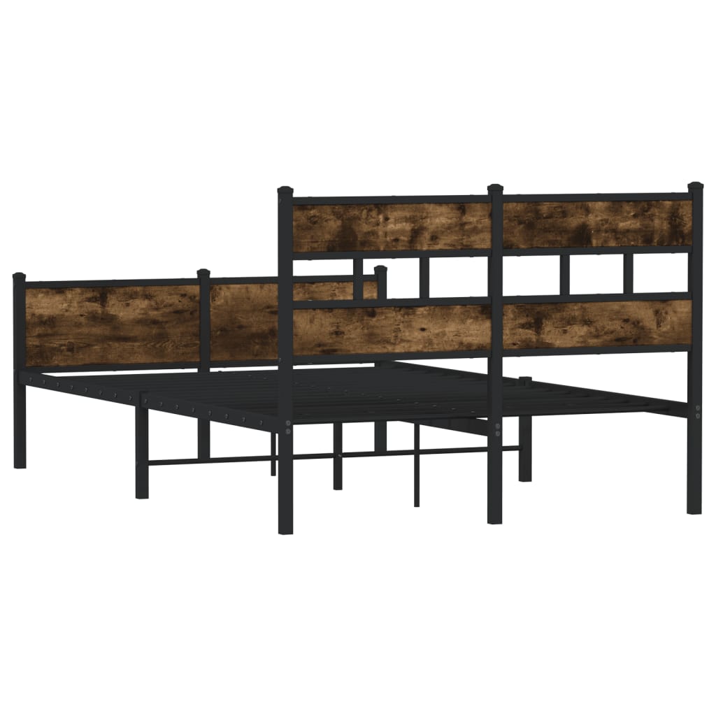 Bed frame without mattress smoked oak 120x190 cm engineered wood