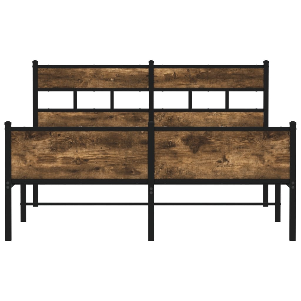 Bed frame without mattress smoked oak 137x190 cm engineered wood