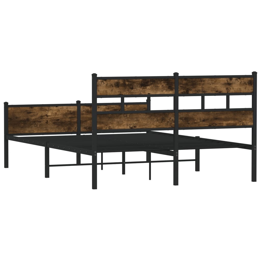 Bed frame without mattress smoked oak 137x190 cm engineered wood