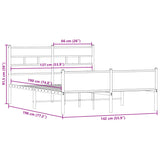 Bed frame without mattress smoked oak 137x190 cm engineered wood