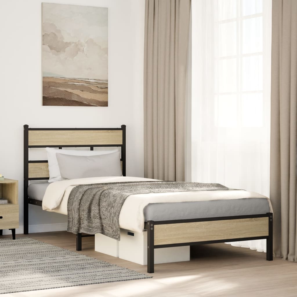 Bed frame without mattress sonoma oak 75x190 cm