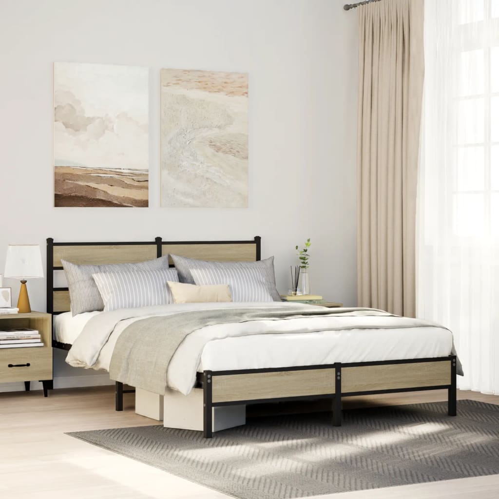 Bed frame without mattress sonoma oak 140x190 cm