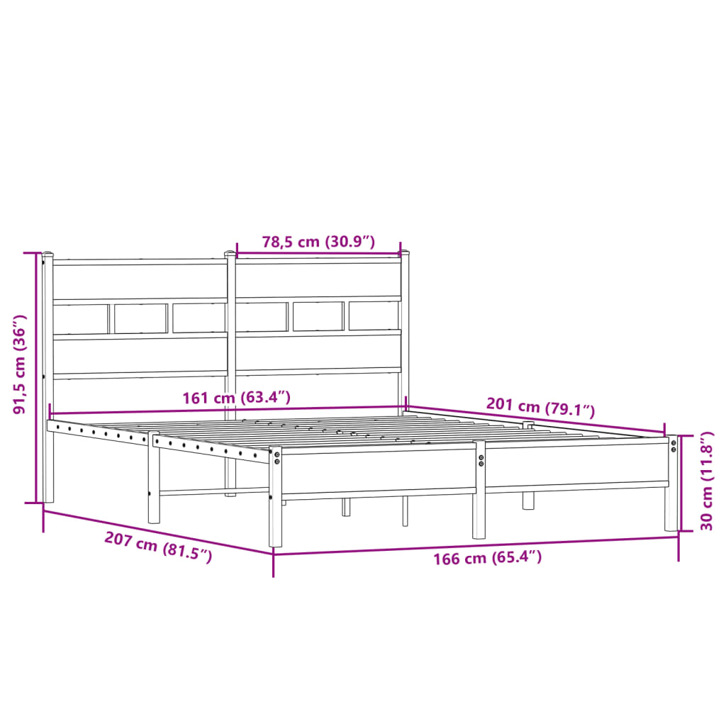 Bettgestell ohne Matratze Sonoma-Eiche 160x200 cm