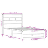 Metallbettgestell ohne Matratze Sonoma-Eiche 75x190 cm