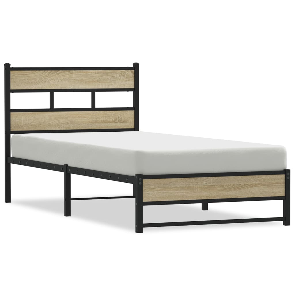 Cadre de lit en métal sans matelas chêne sonoma 90x200 cm