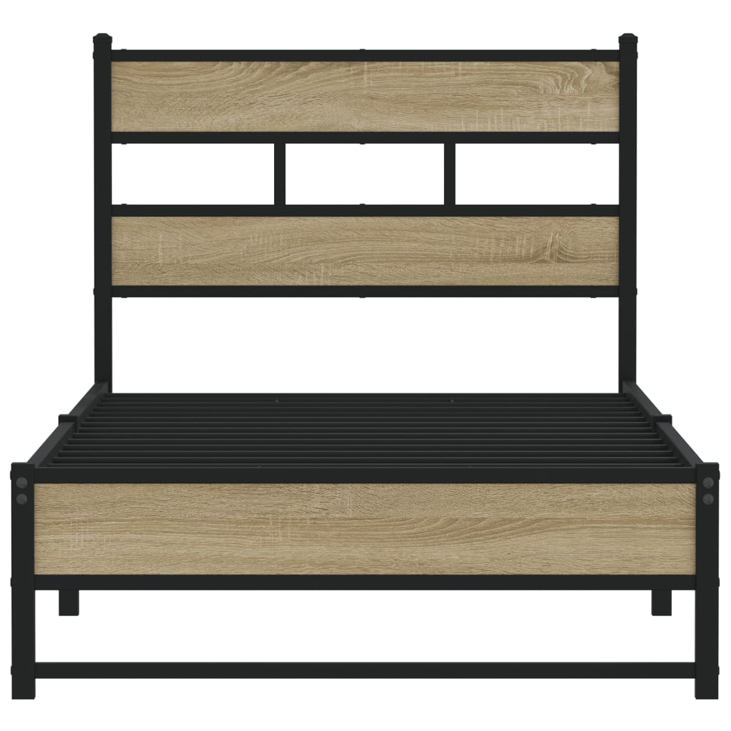 Metallbettgestell ohne Matratze Sonoma-Eiche 107x203 cm