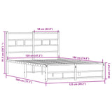 Cadre de lit en métal sans matelas chêne sonoma 120x190 cm