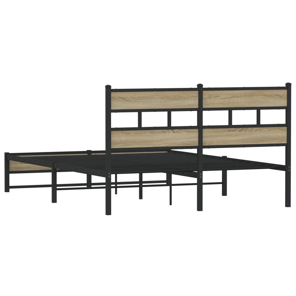 Cadre de lit en métal sans matelas chêne sonoma 135x190 cm