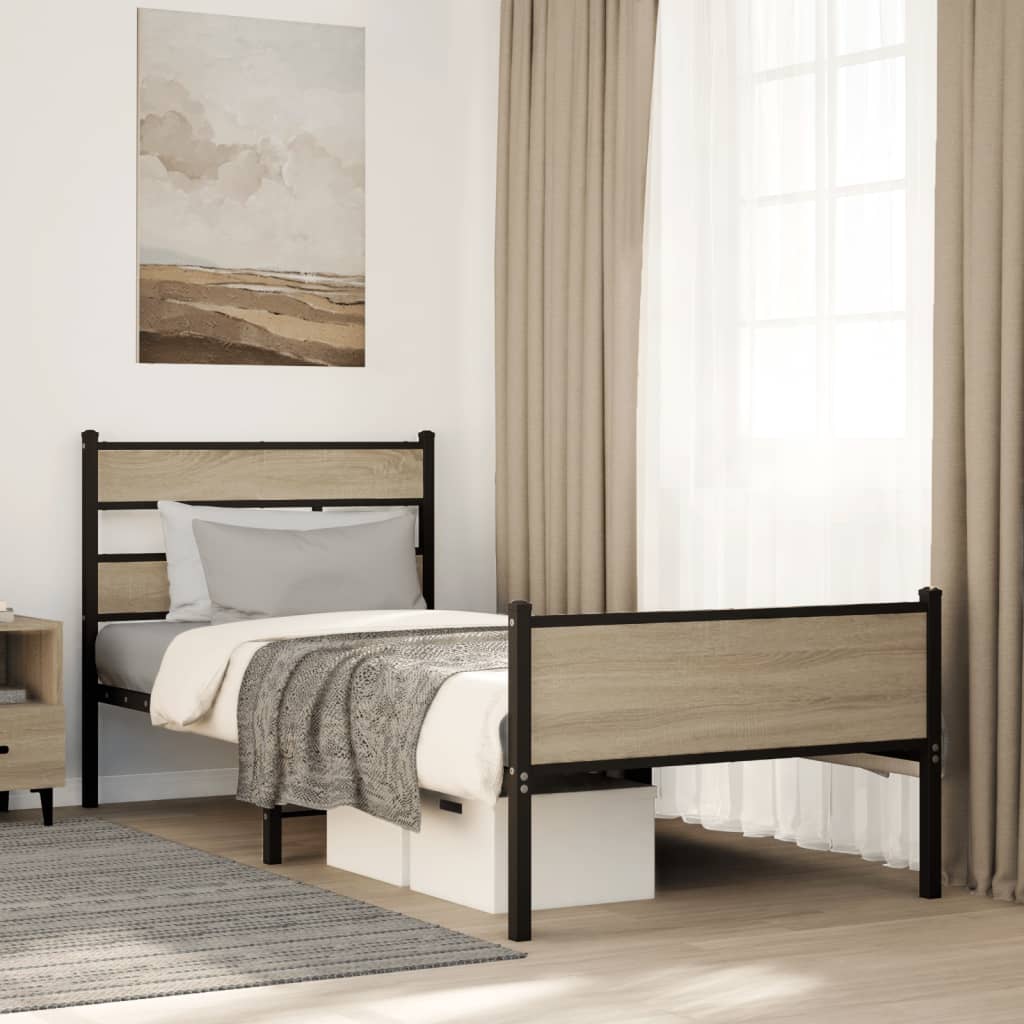 Bed frame without mattress sonoma oak 100x190 cm