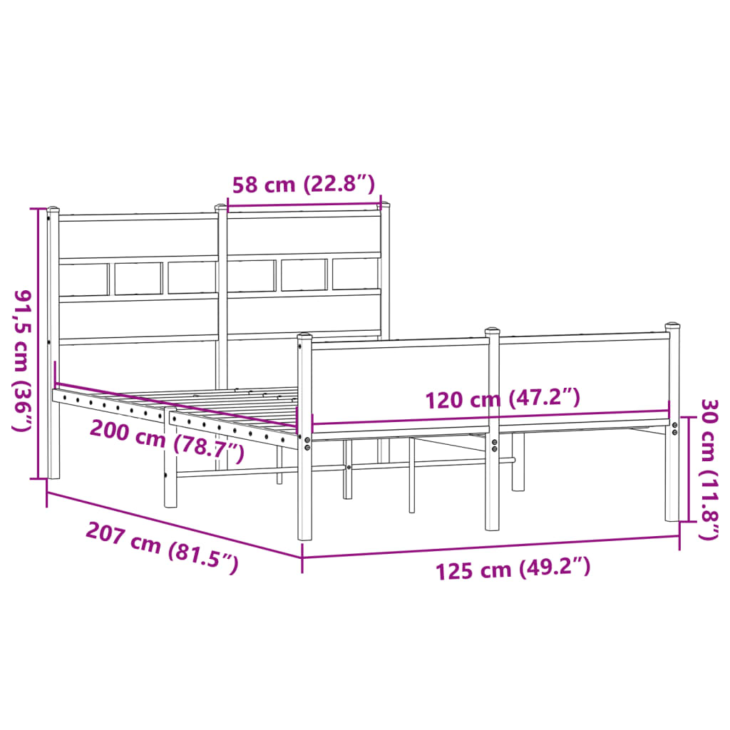 Cadre de lit sans matelas chêne sonoma 120x200 cm