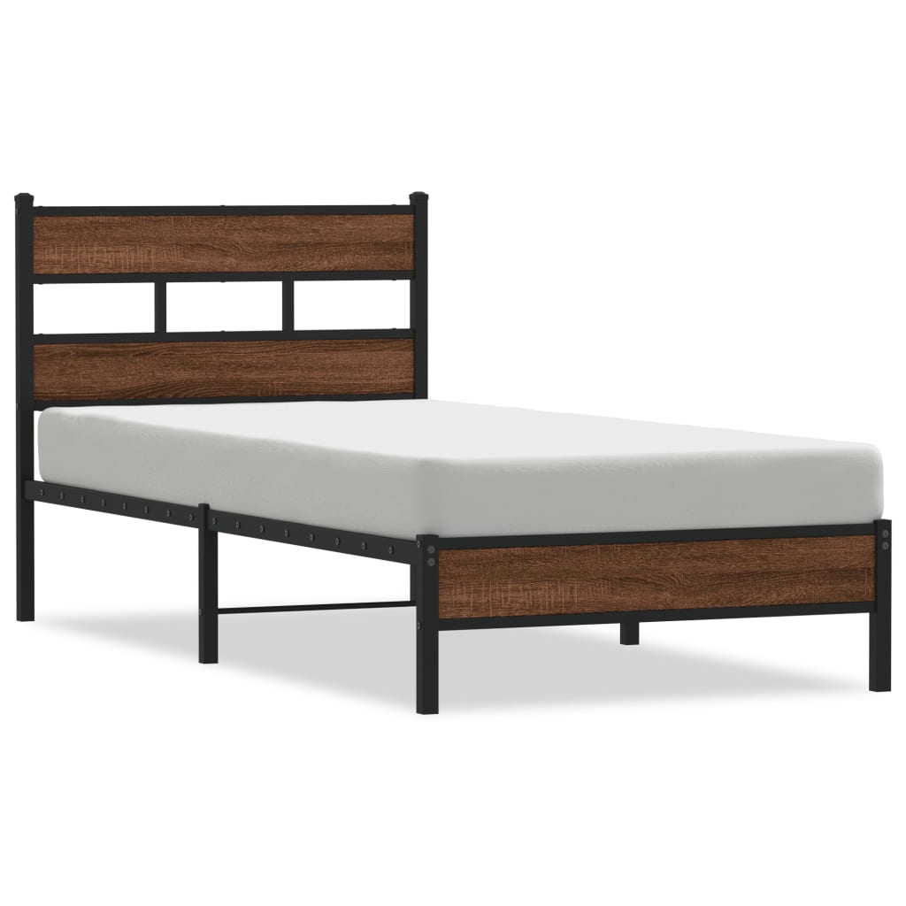 Cadre de lit sans matelas chêne marron 75x190cm bois ingénierie