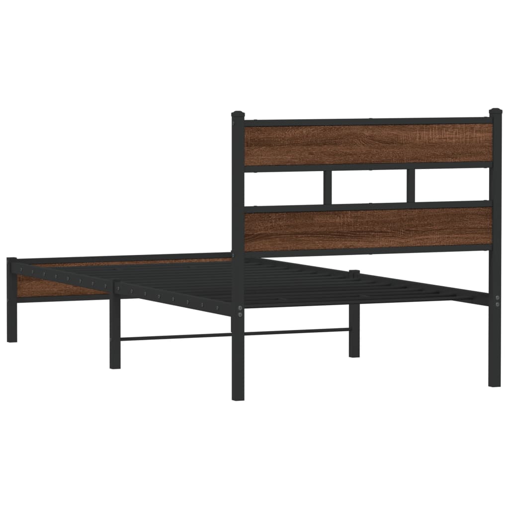 Cadre de lit sans matelas chêne marron 75x190cm bois ingénierie