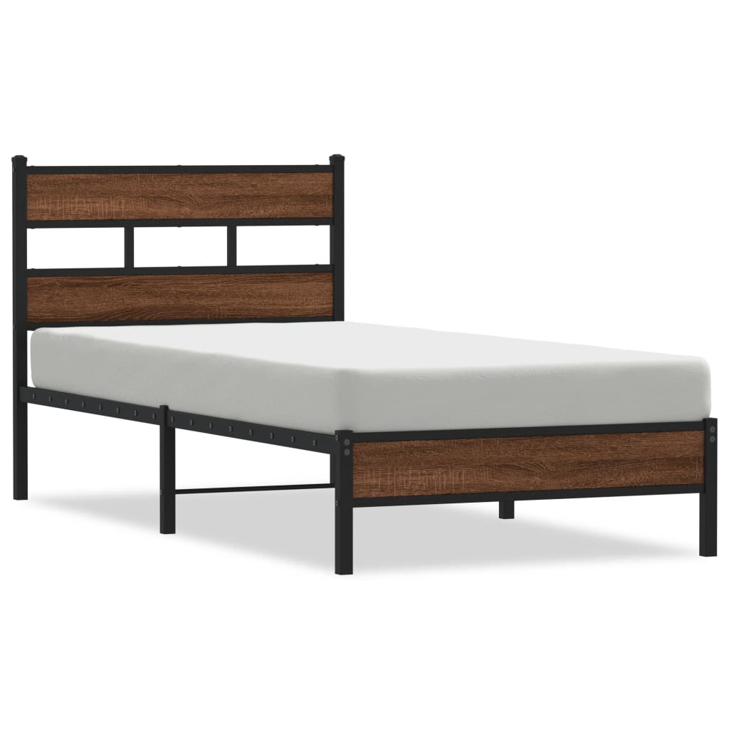 Bed frame without mattress brown oak 80x200cm engineered wood