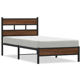 Bed frame without mattress brown oak 80x200cm engineered wood