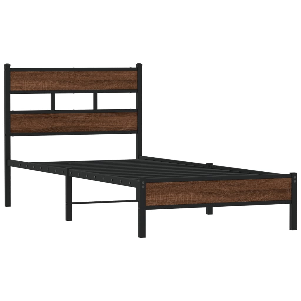 Bed frame without mattress brown oak 80x200cm engineered wood