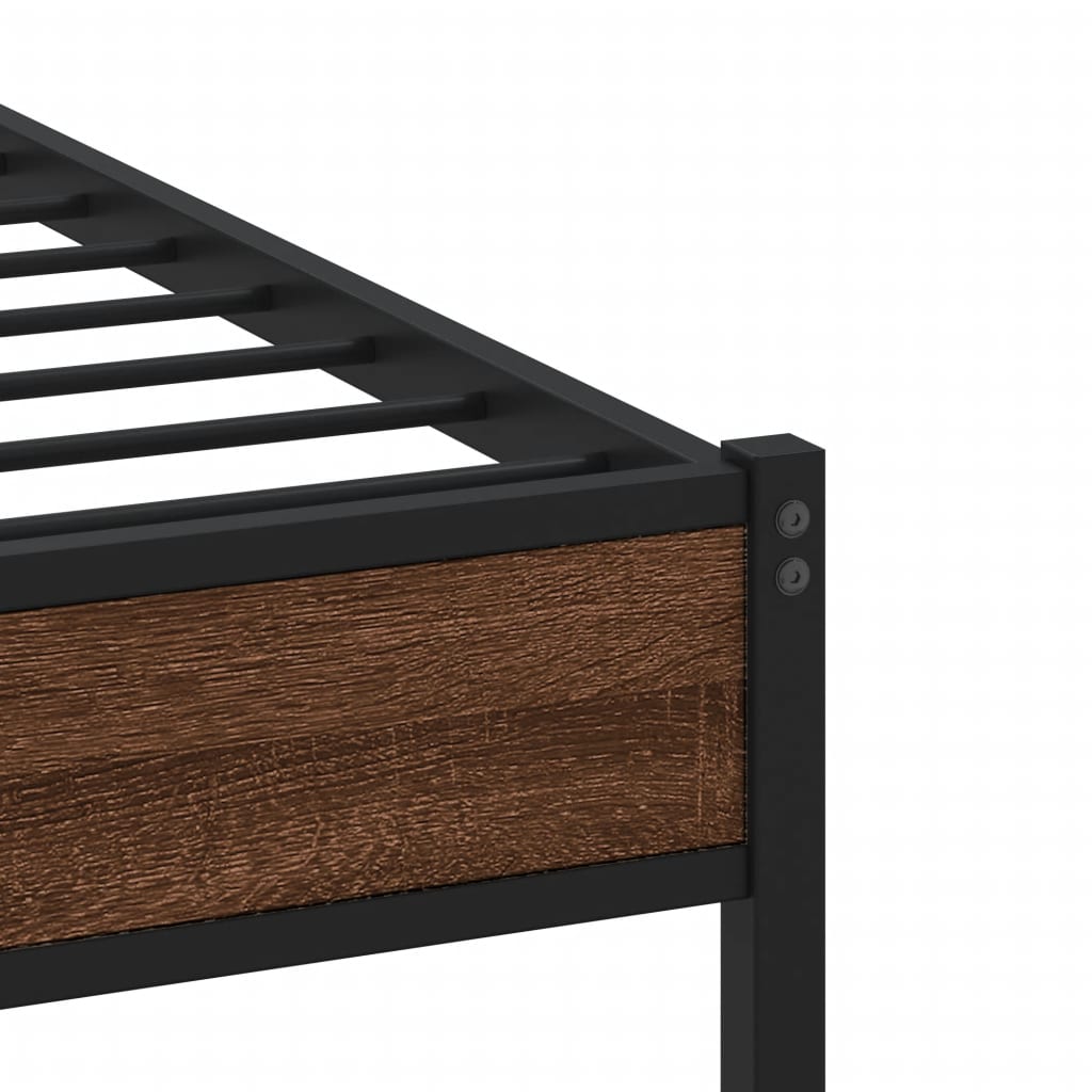 Bed frame without mattress brown oak 80x200cm engineered wood