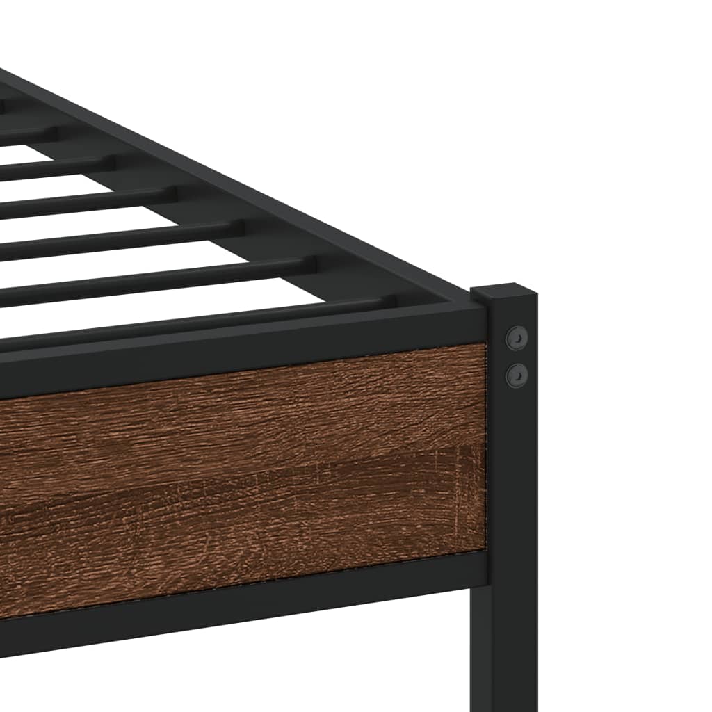 Bed frame without mattress brown oak 90x200cm engineered wood