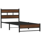 Cadre de lit en métal sans matelas chêne marron 100x190 cm