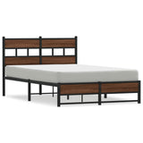 Cadre de lit en métal sans matelas chêne marron 120x190 cm