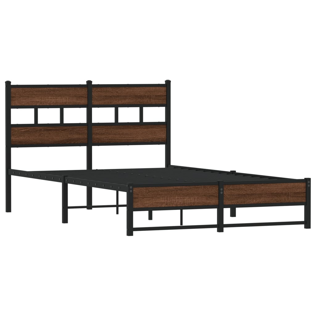 Cadre de lit en métal sans matelas chêne marron 120x190 cm