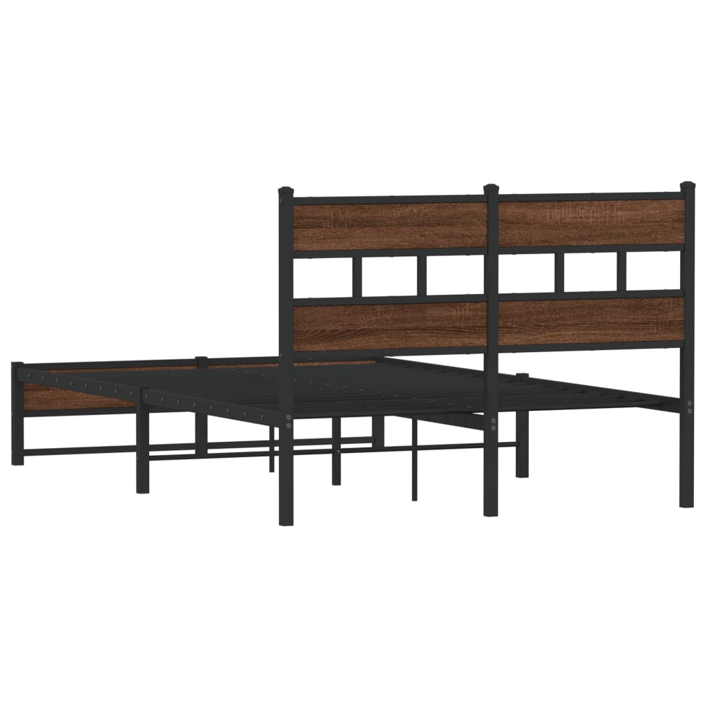 Cadre de lit en métal sans matelas chêne marron 120x190 cm