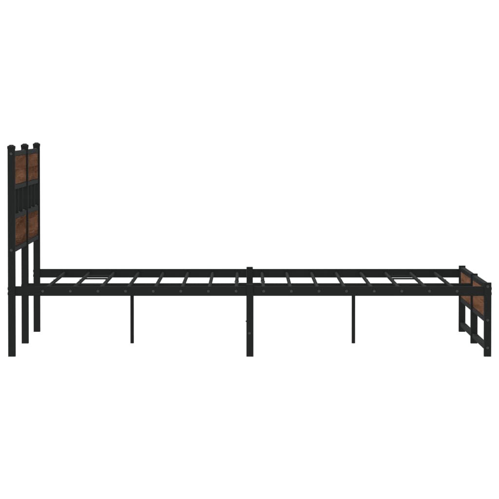 Cadre de lit en métal sans matelas chêne marron 140x190 cm