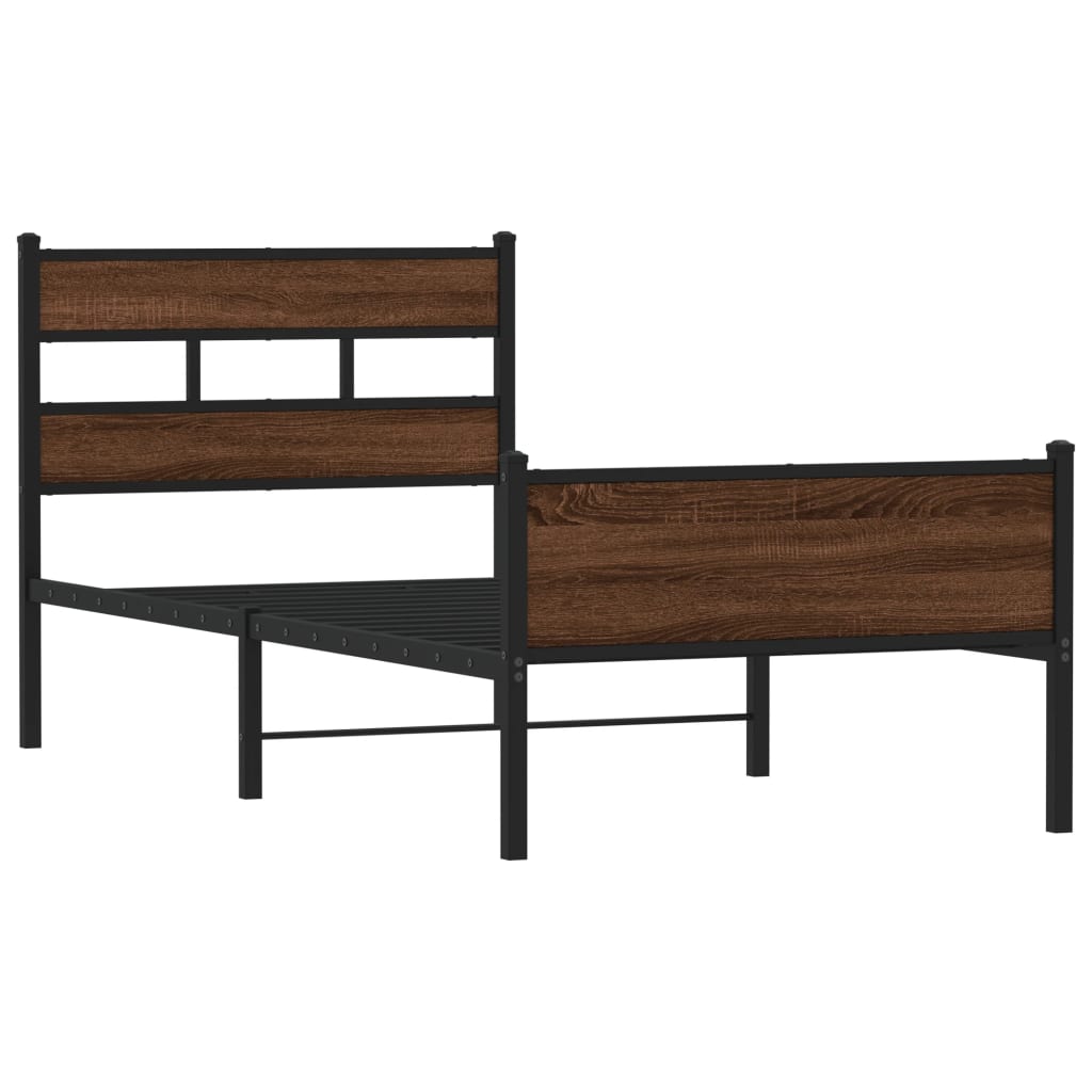 Cadre de lit sans matelas chêne marron 75x190cm bois ingénierie