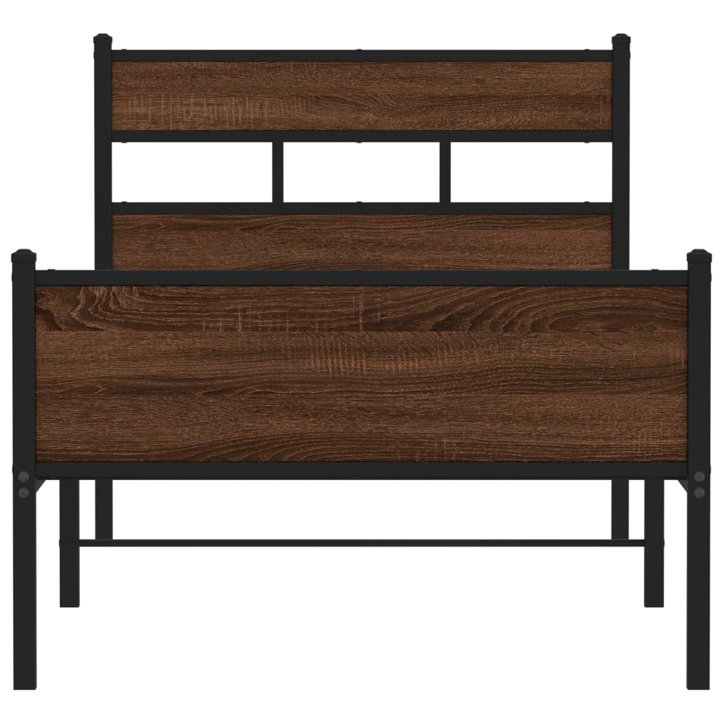 Cadre de lit sans matelas chêne marron 75x190cm bois ingénierie