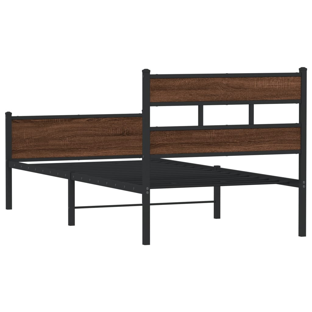 Cadre de lit sans matelas chêne marron 75x190cm bois ingénierie