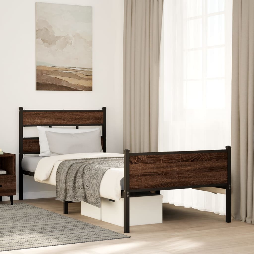 Cadre de lit sans matelas chêne marron 90x200cm bois ingénierie