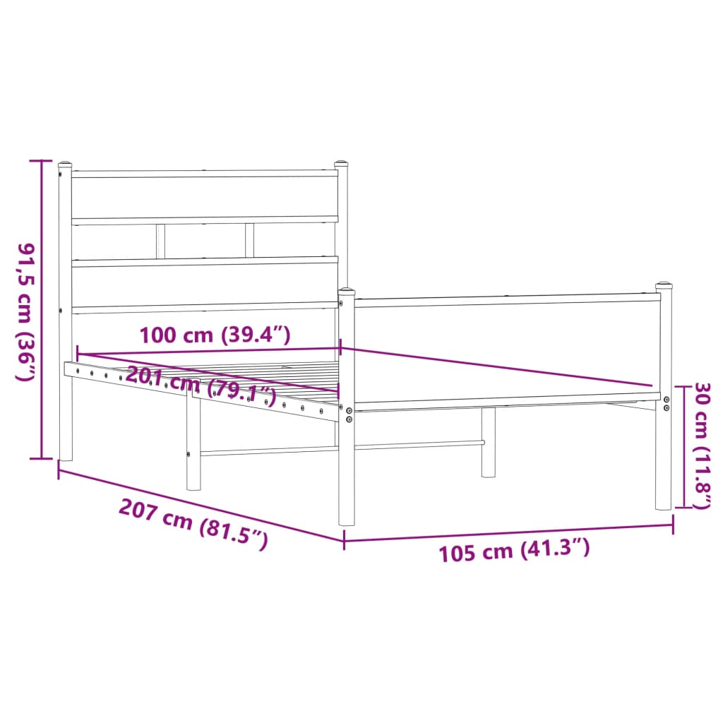 Cadre de lit sans matelas chêne marron 100x200 cm