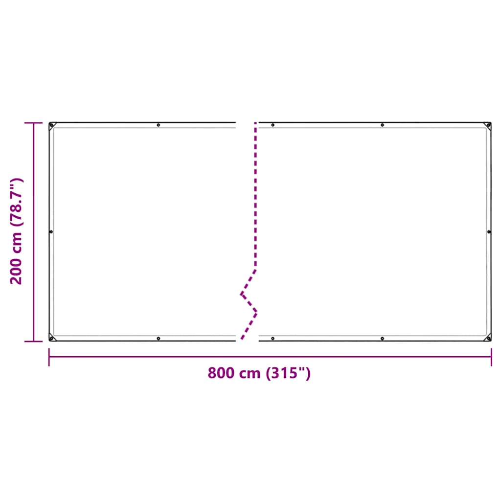 Transparent tarpaulin with eyelets 2x8 m polyethylene