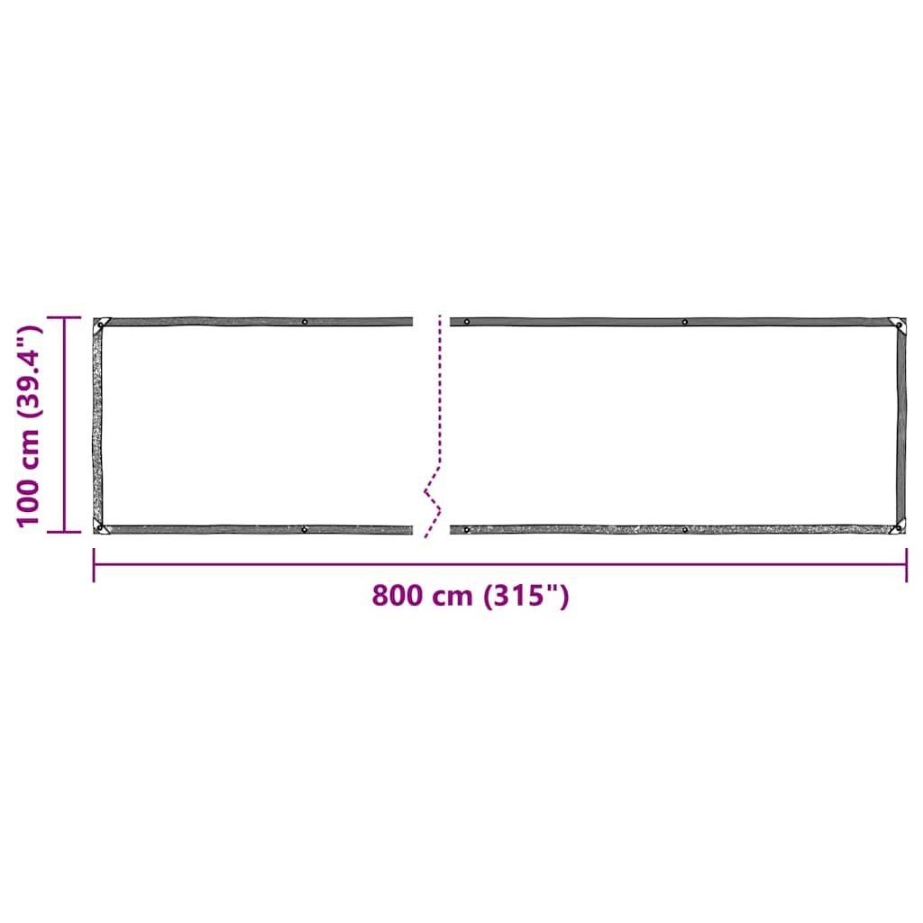 Transparent tarpaulin with eyelets 1x8 m polyethylene