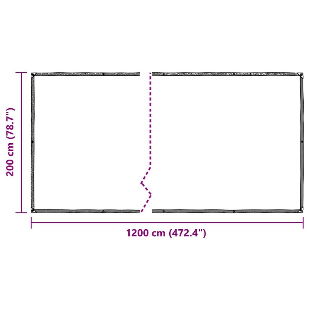 Transparent tarpaulin with eyelets 2x12 m polyethylene