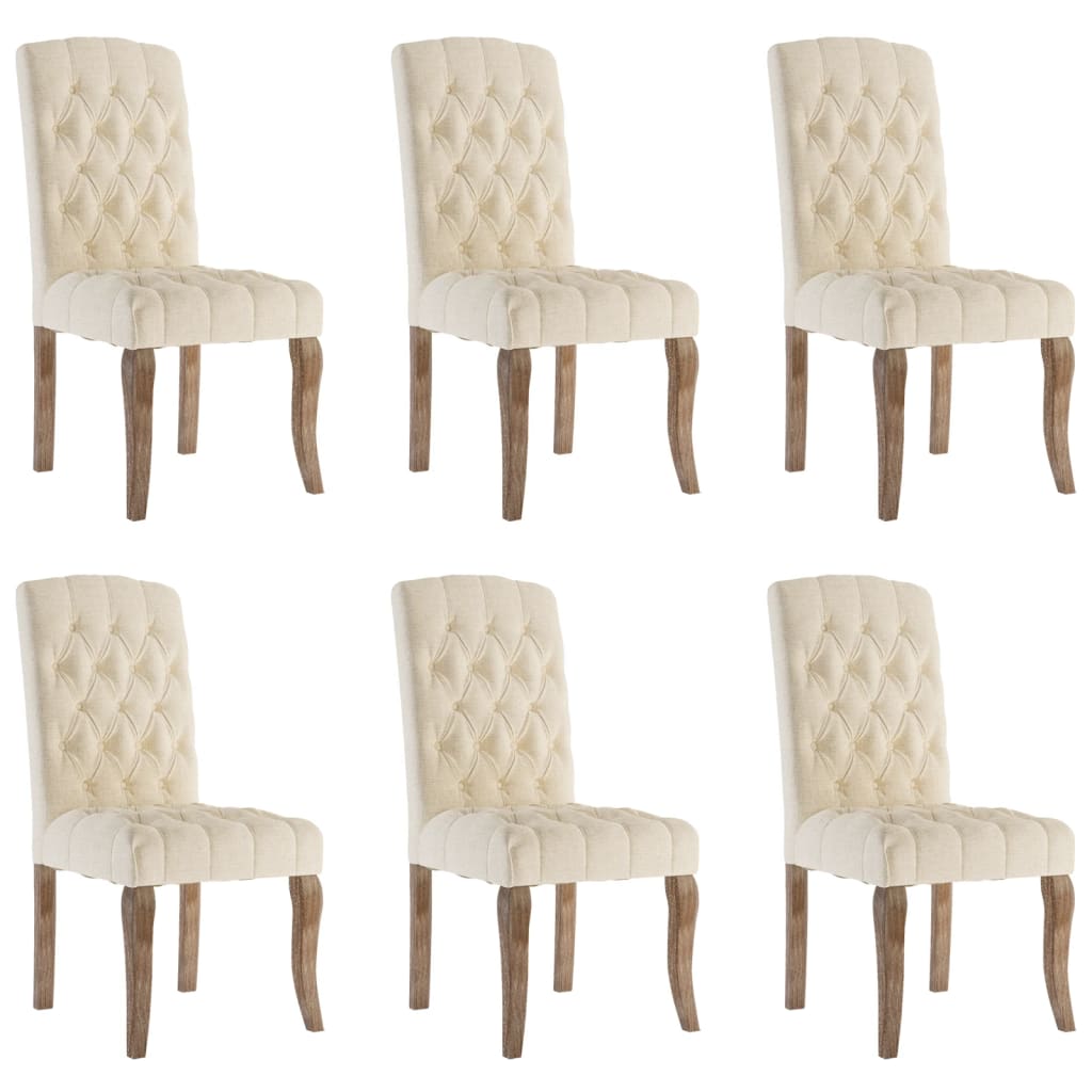 Chaises à manger lot de 6 beige tissu à l'aspect de lin