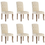 Chaises à manger lot de 6 beige tissu à l'aspect de lin