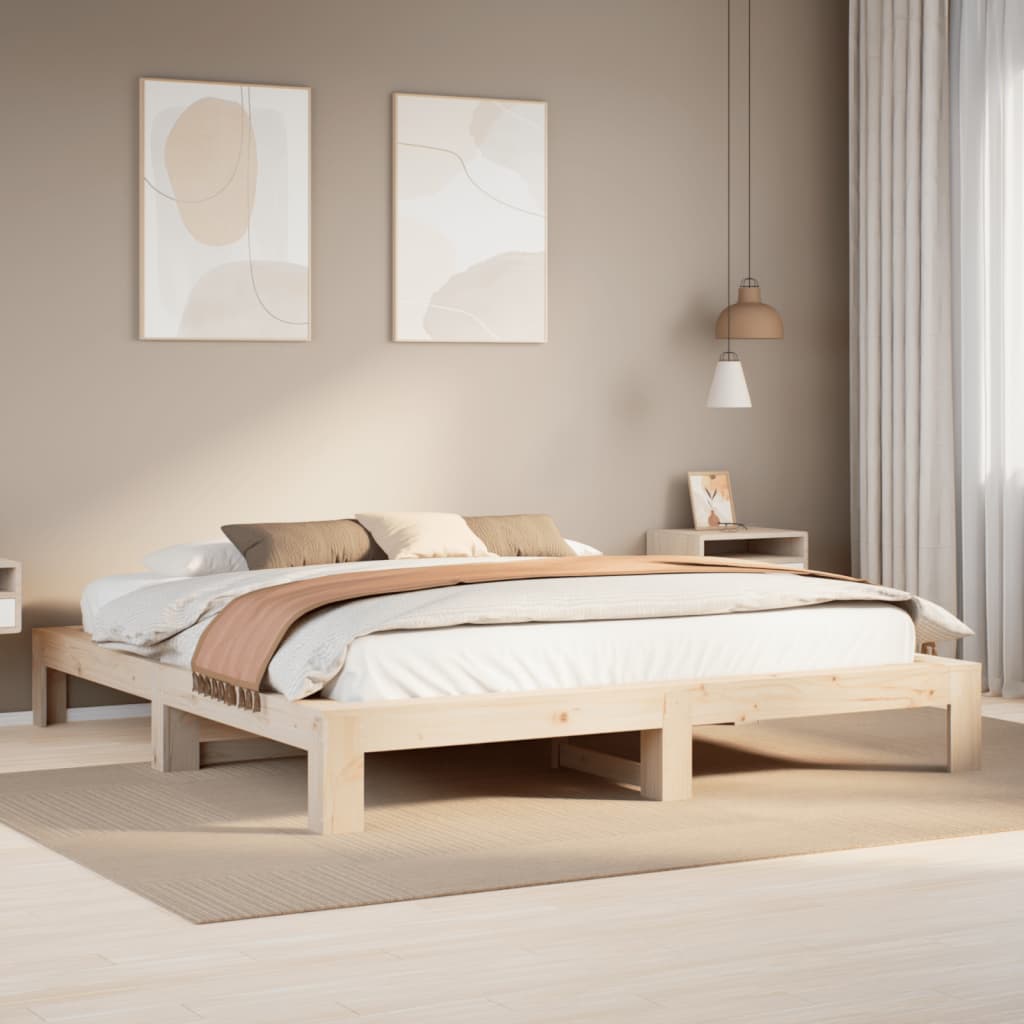 Cadre de lit sans matelas 200x200 cm bois massif de pin