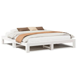 Cadre de lit sans matelas blanc 200x200 cm bois massif de pin