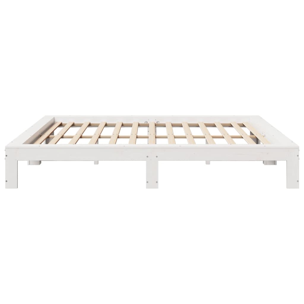 Cadre de lit sans matelas blanc 200x200 cm bois massif de pin