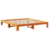 Bed frame without mattress brown wax 200x200cm solid pine wood