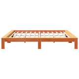 Bed frame without mattress brown wax 200x200cm solid pine wood